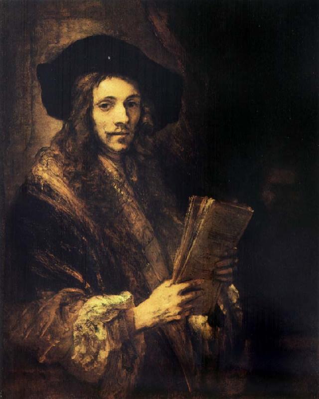 Rembrandt van rijn Portrait of a young madn holding a book